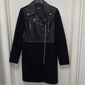 Express winter coat. Worn once. Leather and wool. Size small